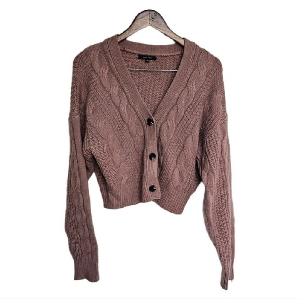 Cardigan sweater mauve pink v-neck knit long sleeve size large